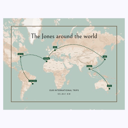 Our International Trip Poster - Route Map 1