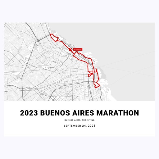 2023 Buenos Aires Marathon Poster - Route Map 1