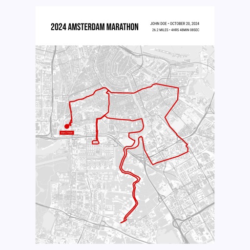 2024 Amsterdam Marathon Poster - Route Map 1