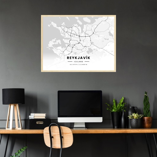 Reykjavik in Light Poster - Street Map 3