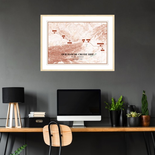 Our Danube River Cruise Trip Poster - Hill Shade Map 3