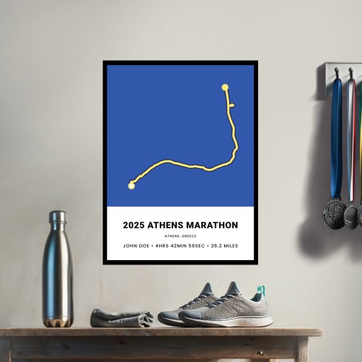 Minimalist 2025 Athens Marathon Poster - Route Map 3