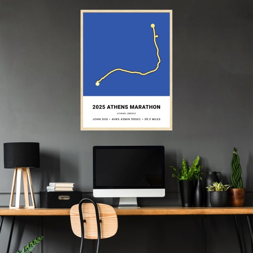 Minimalist 2025 Athens Marathon Poster - Route Map 4
