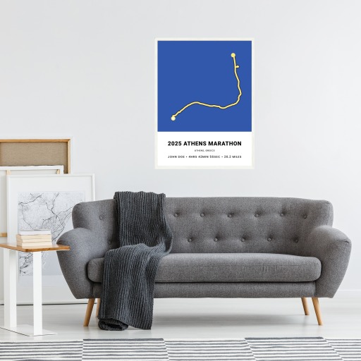 Minimalist 2025 Athens Marathon Poster - Route Map 6