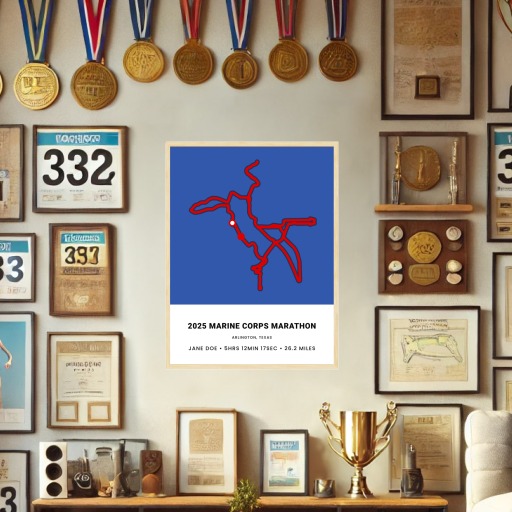 Minimalist 2025 USMC Marathon Poster - Route Map 2