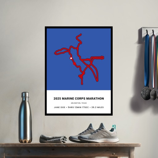 Minimalist 2025 USMC Marathon Poster - Route Map 3
