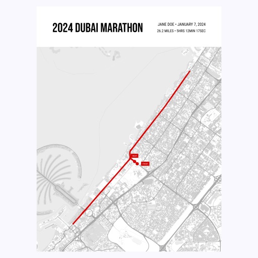 2024 Dubai Marathon Poster - Route Map 1