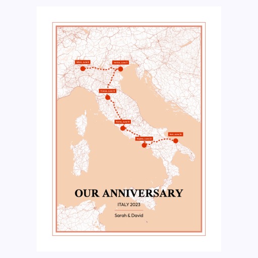 Our Anniversary Trip Poster for Her - Route Map 1