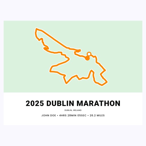 Minimalist of 2025 Dublin Marathon Poster - Route Map 1
