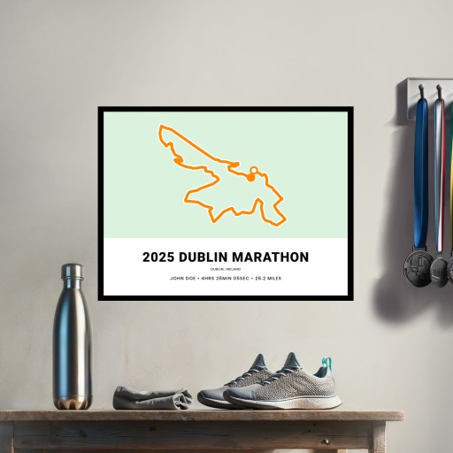 Minimalist of 2025 Dublin Marathon Poster - Route Map 3