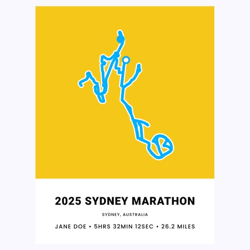Minimalist 2025 Sydney Marathon Poster - Route Map 1
