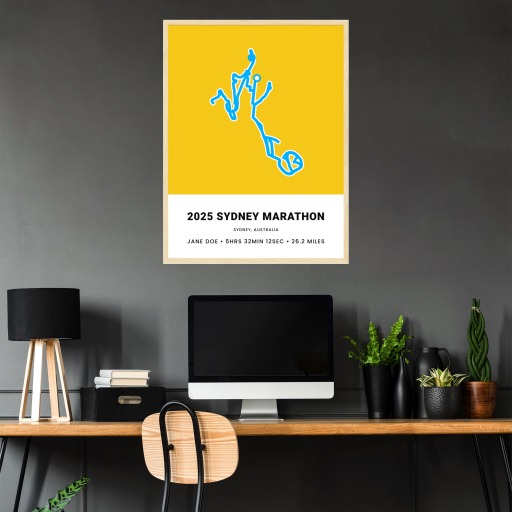 Minimalist 2025 Sydney Marathon Poster - Route Map 4