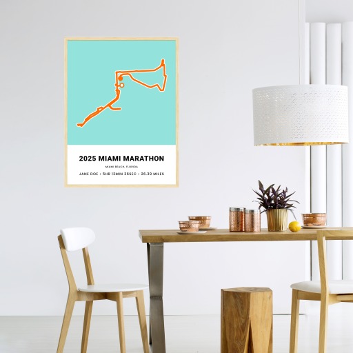 Minimalist 2025 Miami Marathon Poster - Route Map 5