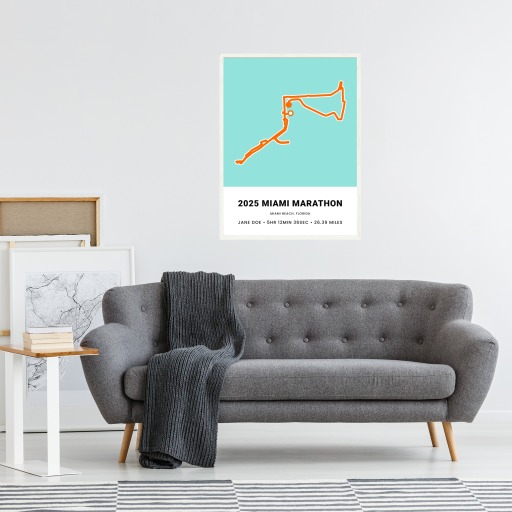 Minimalist 2025 Miami Marathon Poster - Route Map 6