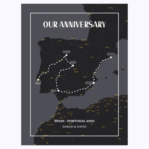 Our Anniversary Trip Poster for Him - Route Map 1
