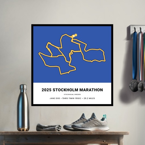 Minimalist 2025 Stockholm Marathon Poster - Route Map 3