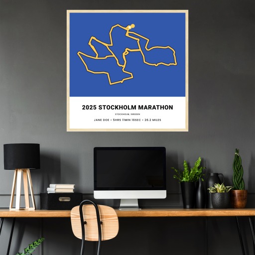 Minimalist 2025 Stockholm Marathon Poster - Route Map 4