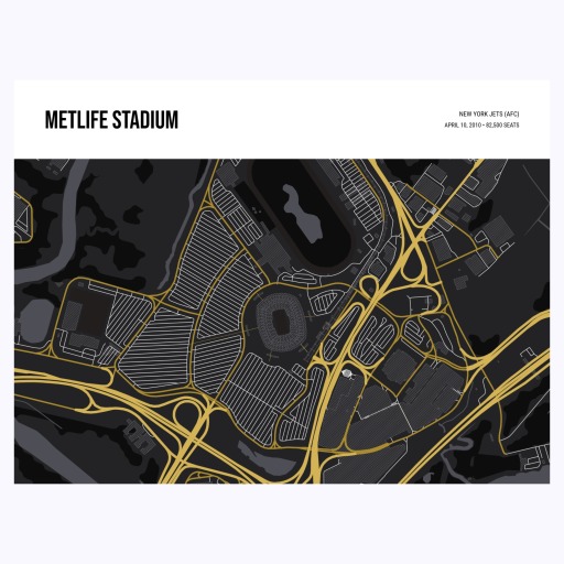 NY Jets Stadium Poster - Street Map 1