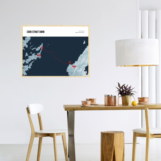 Cook Strait Swim Poster - Route Map 3
