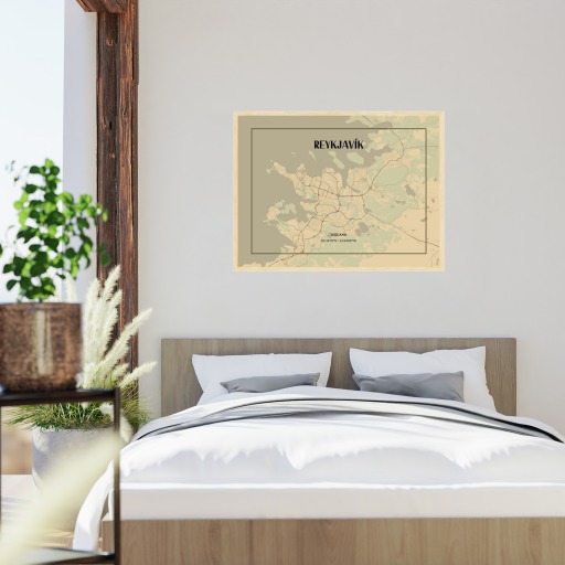 Reykjavik in Vintage Poster - Street Map 6