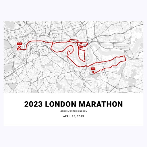 2023 London Marathon Poster - Route Map 1