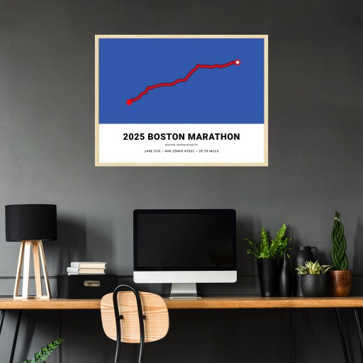 Minimalist 2025 Boston Marathon Poster - Route Map 5