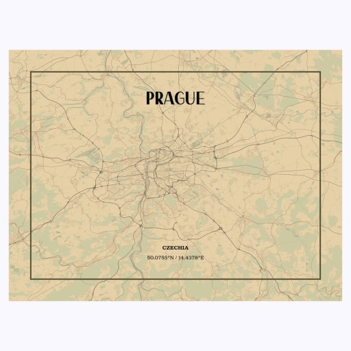 Prague in Vintage Poster - Street Map 1