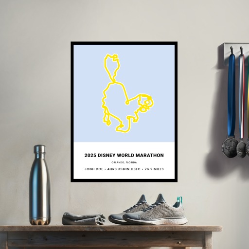 Minimalist 2025 Disney Marathon Poster - Route Map 3