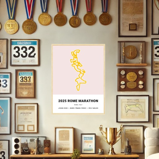 Minimalist 2025 Rome Marathon Poster - Route Map 2