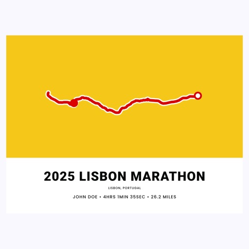Minimalist 2025 Lisbon Marathon Poster - Route Map 1