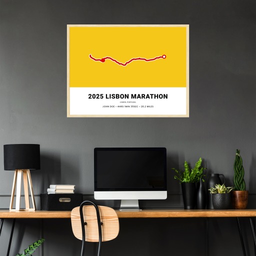 Minimalist 2025 Lisbon Marathon Poster - Route Map 4