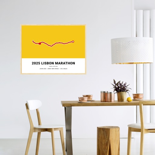 Minimalist 2025 Lisbon Marathon Poster - Route Map 5