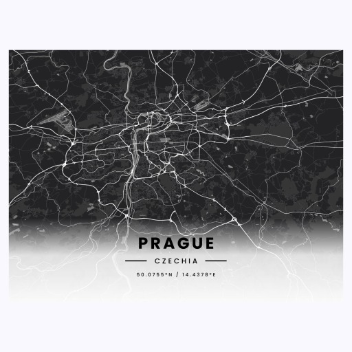 Prague in Dark Poster - Street Map 1
