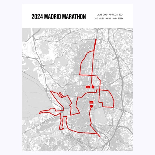 2024 Madrid Marathon Poster - Route Map 1