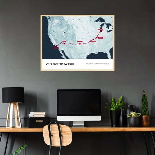 Our Route 66 Road Trip Poster - Route Map 2