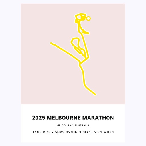 Minimalist 2025 Melbourne Marathon Poster - Route Map 1