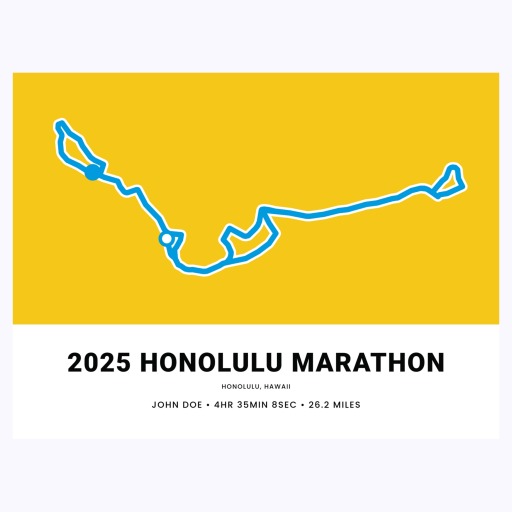 Minimalist 2025 Honolulu Marathon Poster - Route Map 1