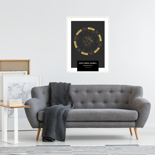 Dad’s Zodiac Journey Poster - Dark Gold- Natal Chart 11