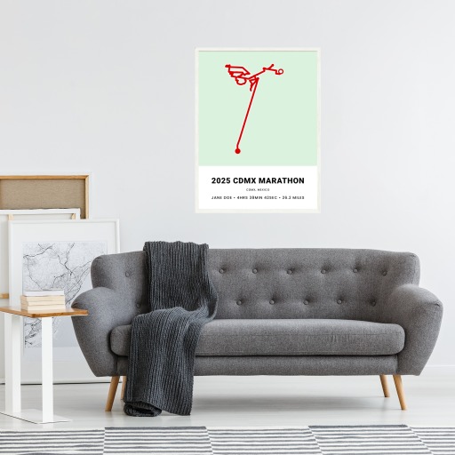 Minimalist 2025 Mexico CIty Marathon Poster - Route Map 11