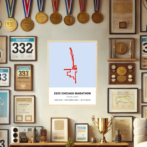 Minimalist 2025 Chicago Marathon Poster - Route Map 10