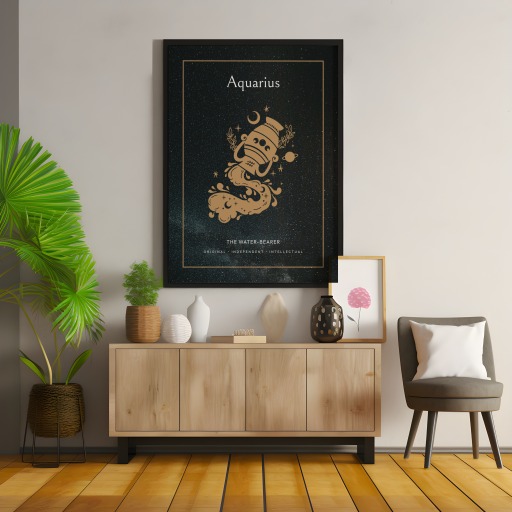 Aquarius in Block Print - Custom Zodiac Sign Poster 10