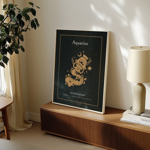 Aquarius in Block Print - Custom Zodiac Sign Poster 11