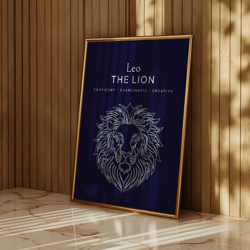 Leo in Fine Line Print - Custom Zodiac Sign Poster 11