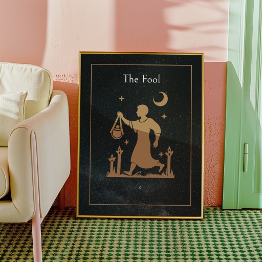 The Fool in Block Print - Custom Tarot Card Poster 10