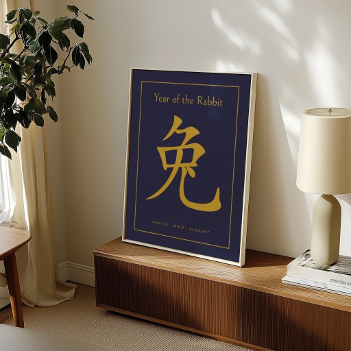 Rabbit in Wavy Paintbrush Print - Custom Chinese Zodiac Poster 11