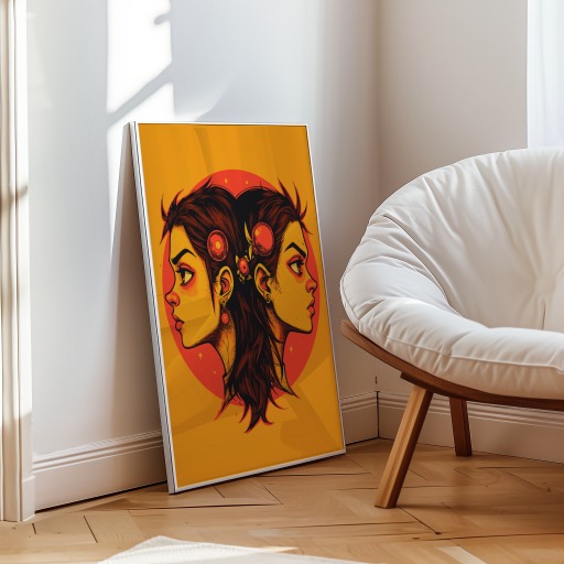 Gemini in Vibrant Grunge Print - Custom Zodiac Sign Poster 10