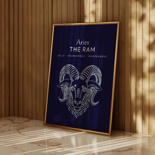 Aries in Fine Line Print - Custom Zodiac Sign Poster 11