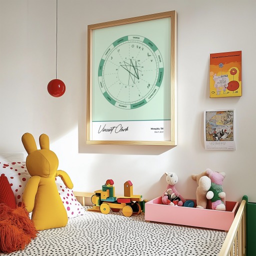 The Day you Were Born Poster - Emerald - Natal Chart 10