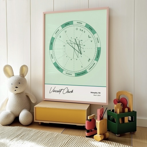 The Day you Were Born Poster - Emerald - Natal Chart 11