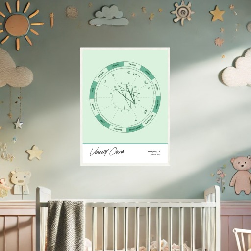 The Day you Were Born Poster - Emerald - Natal Chart 9